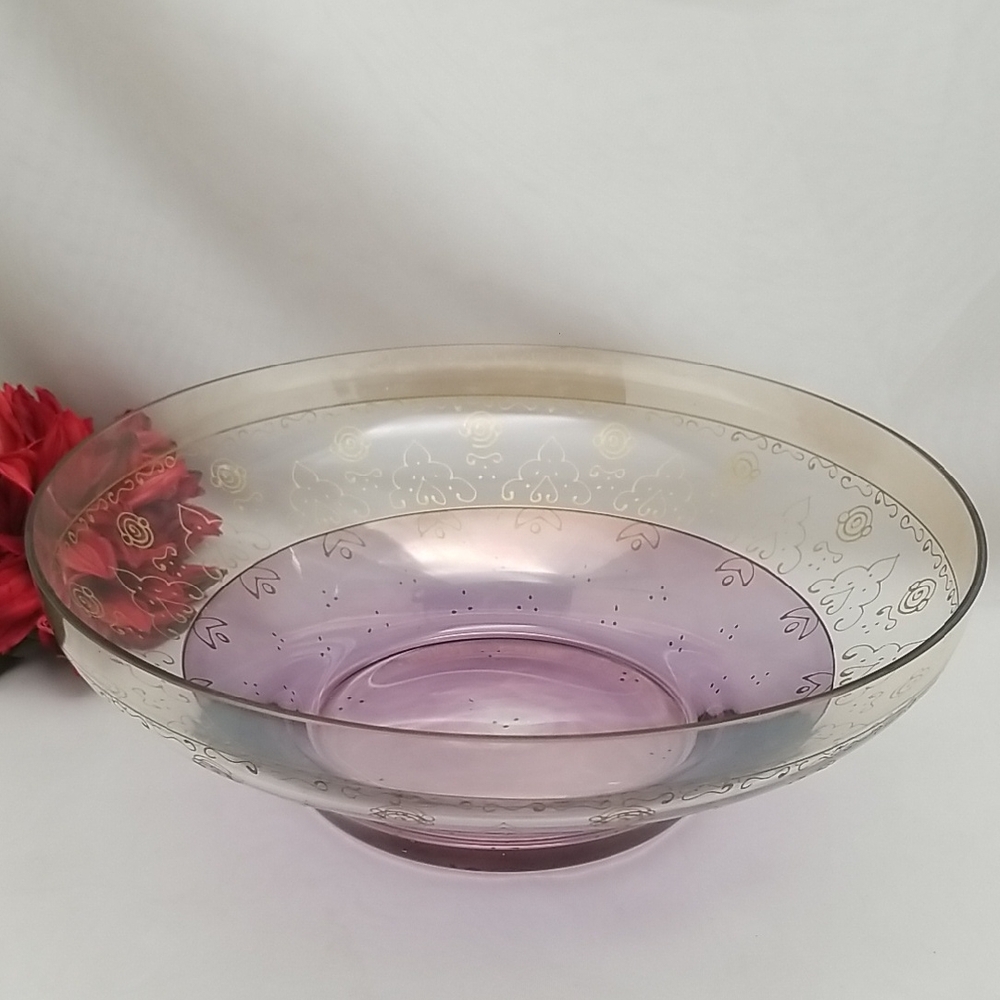 Vintage Pier 1 Hand Crafted Amethyst & Gold Candle Bowl